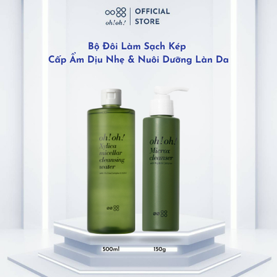 Essential Double Cleansing & Purifying Duo oh!oh! Xylica Micellar Cleansing Water 500ml & oh!oh! Microx Cleanser 150g