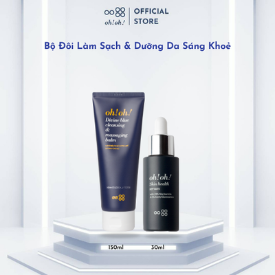 Complete Cleansing & Skin Barrier Recovery Duo oh!oh! Divine Blue Cleansing & Massaging Balm 150ml & Skin Health Serum 30ml